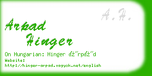 arpad hinger business card